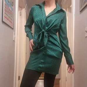 Green Leopard Print Mini Dress